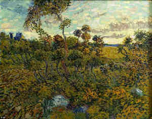 作于1888年的《蒙马儒黄昏》(Sunset at Montmajour)