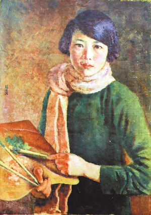 自画像中的孙多慈短发、长衣、围巾，一副“五四”女学生模样。