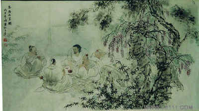 春荫品茗图