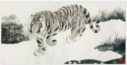 冯大中画虎作品-3