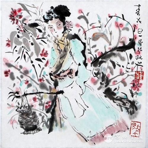 董浩 春花旦 34.5x34.5cm   起拍价 ￥ 6,000 